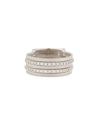 Goa 18k White Gold Five-row Double Pave Diamond Ring
