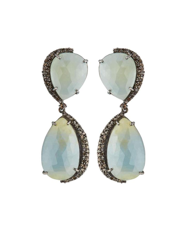 2-sapphire & Diamond Drop Earrings