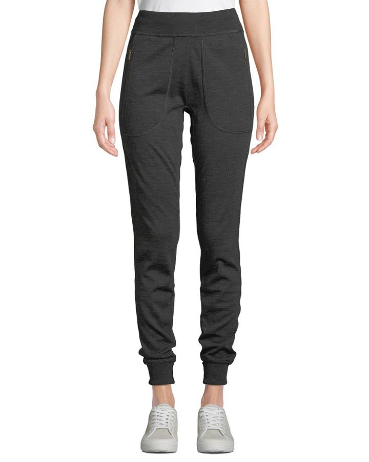 Zip-pocket Wool Jogger Pants