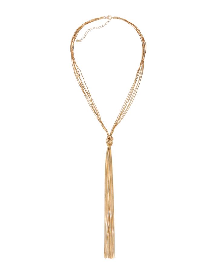 Snake-chain Knotted Y-drop Necklace