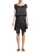 Ruched-neck Floral-print Dress