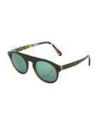 Racer Round Plastic Sunglasses, Olive/green