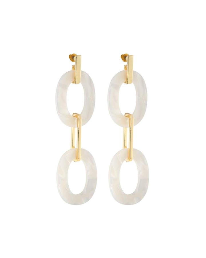Lucite Double-link Earrings, White