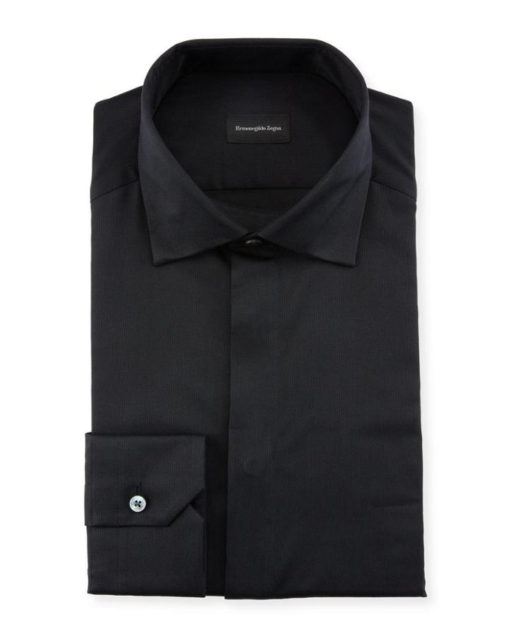 Men's Hidden-button Covered Placket Formal