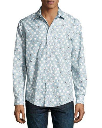 Circle-print Button-front Sport