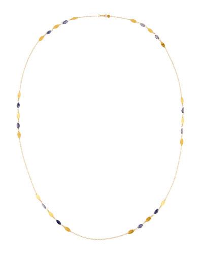 Willow Bloom 24k Long Cluster Station Necklace W/ Iolite