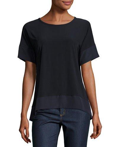 Mixed-media Midnight Top, Navy