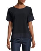 Mixed-media Midnight Top, Navy