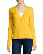 Button-front Cashmere Cardigan, Daffodil
