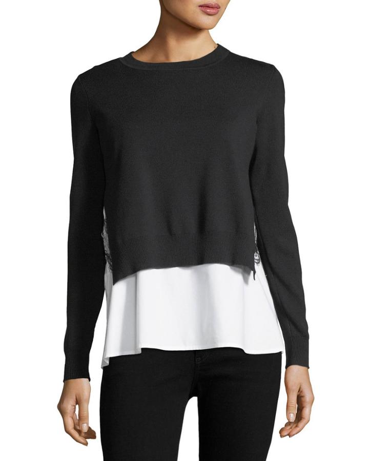 Adela Layered Sweater & Shirting Combo Top