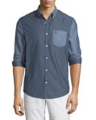 Men's Long-sleeve Button-front Tonal Contrast