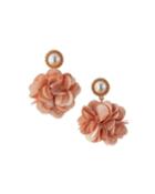Fabric Flower Drop Earrings