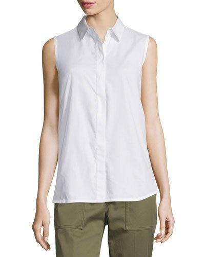 Sleeveless Back-overlay Poplin Blouse