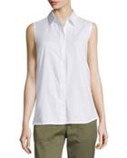Sleeveless Back-overlay Poplin Blouse