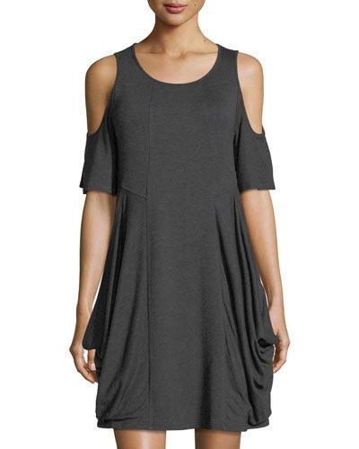 Short-sleeve Cold-shoulder Drape Dress