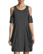 Short-sleeve Cold-shoulder Drape Dress