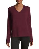 Cashmere Basic Pullover Sweater, Red,