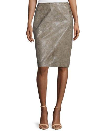 Slim Leather Pencil Skirt, Castle