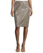 Slim Leather Pencil Skirt, Castle