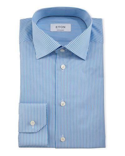 Contemporary-fit Striped Dress Shirt, Turquoise