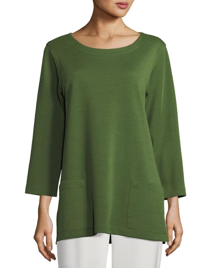 3/4-sleeve Front-pocket Tunic