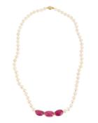 Belpearl Akoya Pearl, Pink Sapphire & Diamond Necklace