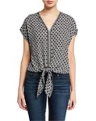 Printed Tie-front Blouse