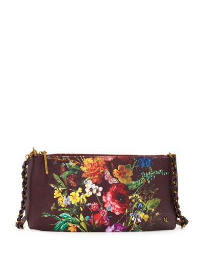 Floral Faux-leather Clutch Bag,