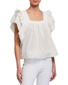 Square-neck Eyelet Top