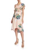 Floral Ruffle High-low Wrap Dress
