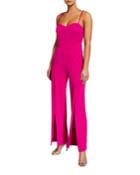 Sweetheart Neck Slit-hem Crepe Jumpsuit