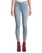 Mid-rise Cropped Washed Skinny Jeans, Blue
