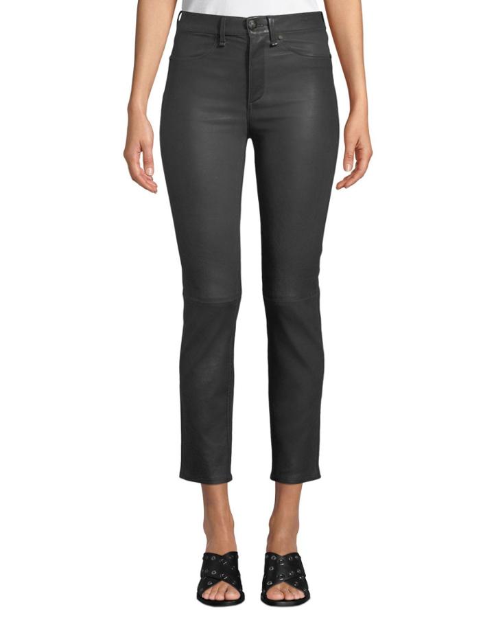 High-rise Ankle Leather Cigarette Pants