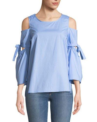 Cold-shoulder Tie-sleeve Blouse