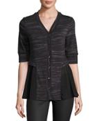 Novelty Printed Light Weight Cardigan, Black/white