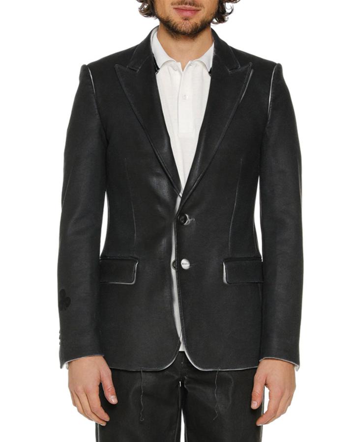 Men's Skinny Leather-like Blazer