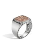 Men's Signet Ring W/ Hammered Bronze,