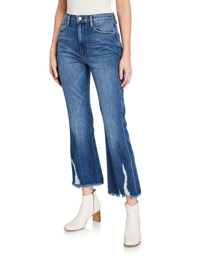 Le Crop Flare Jeans With Raw Bottom