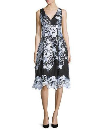 Sleeveless Floral A-line Cocktail Dress