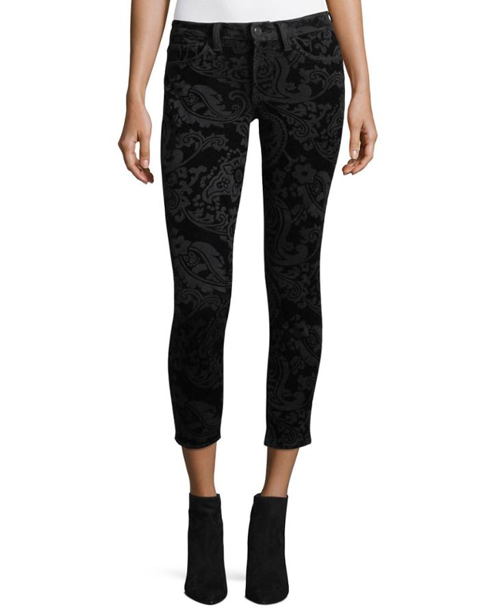 Paisley-print Velvet Ankle