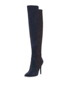Persona Leather Over-the-knee Stretch Boot, Navy