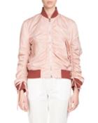 Ruched Zip-front Bomber Jacket