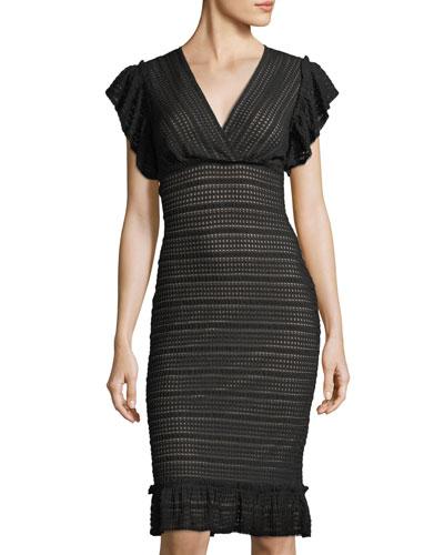 Stretch Lace Ruffle Dress