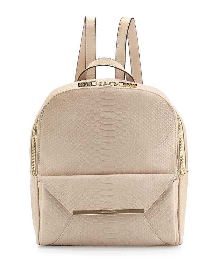 Christian Lacroix Aurora Snake-embossed Backpack, Dune