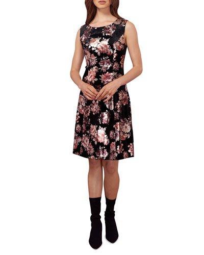 Foiled Floral-print A-line Dress