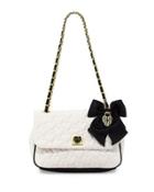 Be Mine Quilted Shoulder Bag, Bone/black