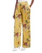 Specialist Of The Beyond High-waist Wide-leg Floral-print Silk Satin Pajama Trouser