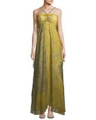 Chartreuse Cape Shoulder Evening Gown