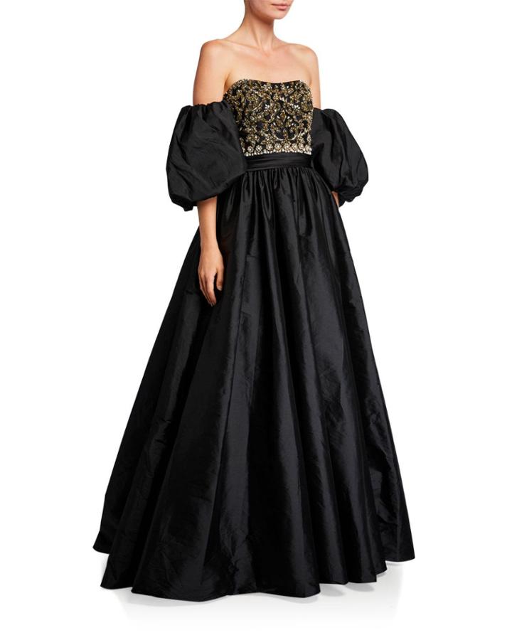 Beaded Bustier Taffeta Ball Gown W/ Detachable Balloon