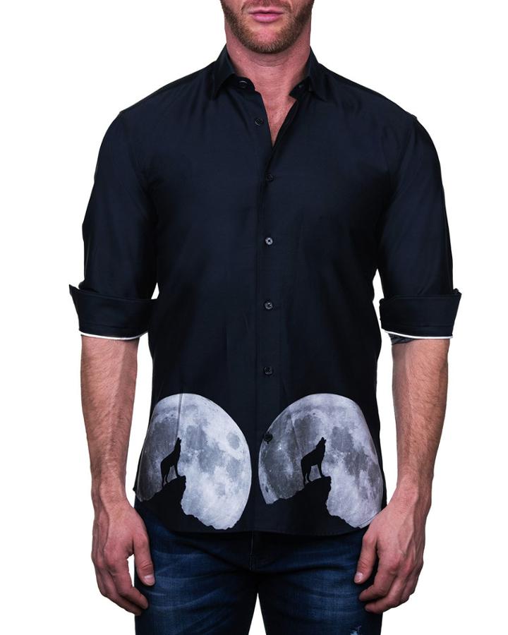 Men's Fibonacci Shaped Sport Shirt - Wolf Black